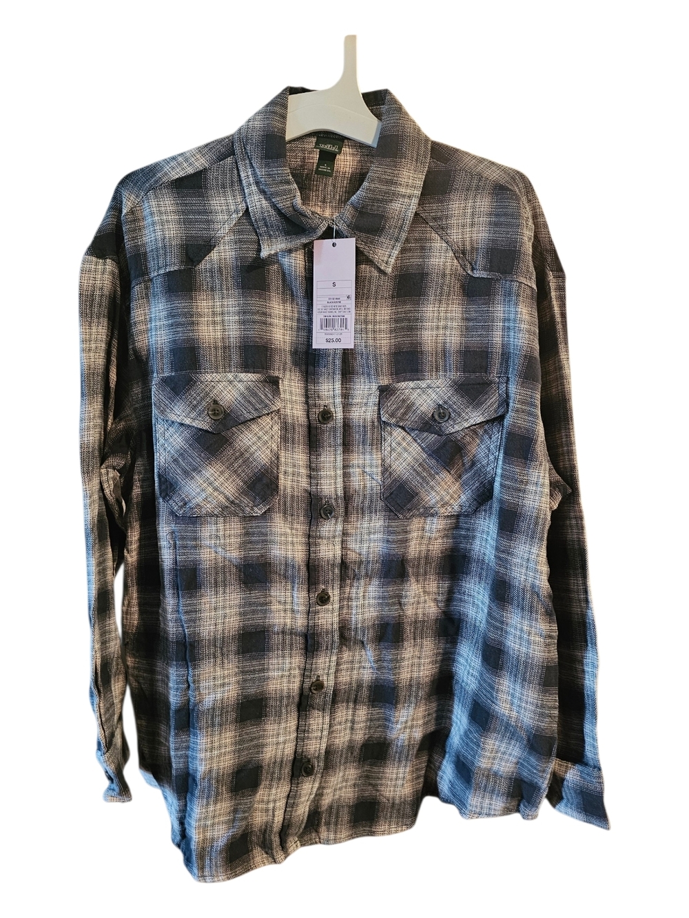 Target Women's Gray and Black Plaid Button-Down Shirt